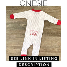 Load image into Gallery viewer, Personalized Red Bitty Dot Valentine&#39;s Day Ruffled Two Piece Pajamas