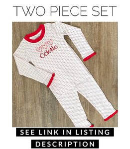 Monogrammed Red Dot//Striped Drop Seat Pajamas