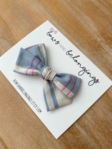 Summer Linen Plaid Bow