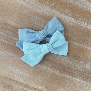 Linen Aqua Bow