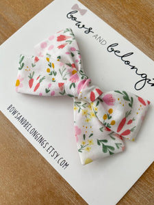 White Easter Floral Garden Bow