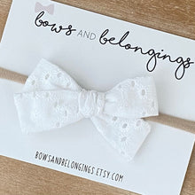 Load image into Gallery viewer, White Eyelet Bow