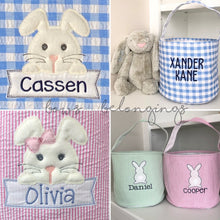 Load image into Gallery viewer, Personalized Gingham Easter Basket Tote Bag