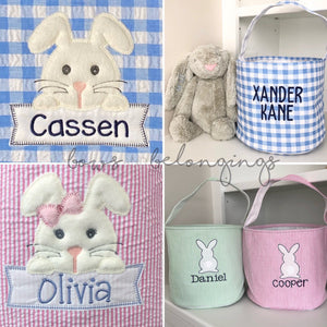 Personalized Gingham Easter Basket Tote Bag