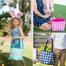 Load image into Gallery viewer, Personalized Gingham Easter Basket Tote Bag