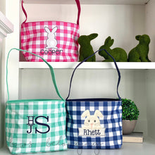 Load image into Gallery viewer, Personalized Gingham Easter Basket Tote Bag