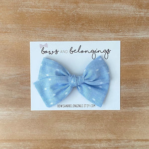 Light Blue Swiss Dot Bow