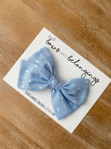 Light Blue Swiss Dot Bow