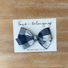 Load image into Gallery viewer, Navy Gingham Bow