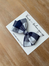 Load image into Gallery viewer, Navy Gingham Bow