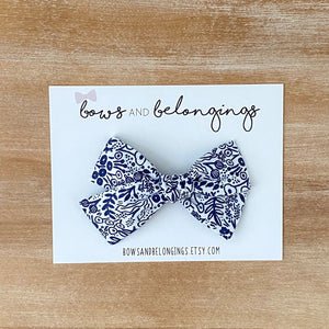 Navy Basic Floral Bow