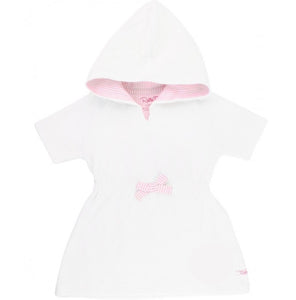 White + Pink Seersucker Terry Cloth Cover Up