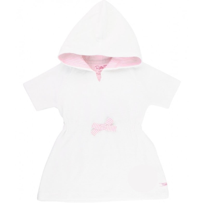 White + Pink Seersucker Terry Cloth Cover Up