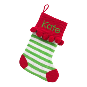 Personalized Merry and Bright Pom Pom Stockings