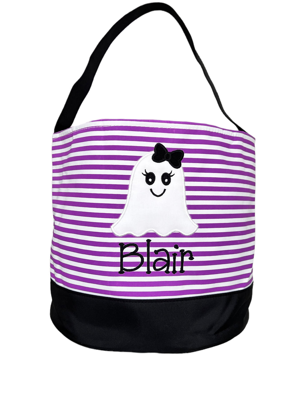 Purple Stripe Custom Halloween Trick or Treat Candy Bag