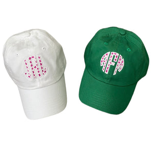 Custom Applique Circle Monogram Youth or Adult Baseball Hat