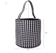 Load image into Gallery viewer, Black Gingham Custom Halloween Trick or Treat Candy Bag