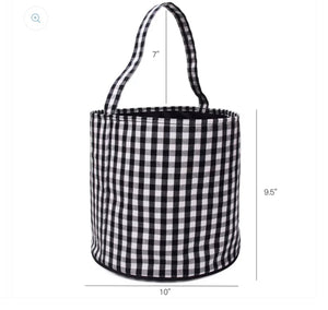 Black Gingham Custom Halloween Trick or Treat Candy Bag