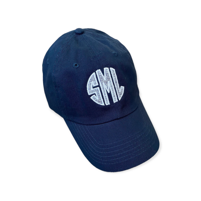 Navy Stitch Appliqué Baseball Hat