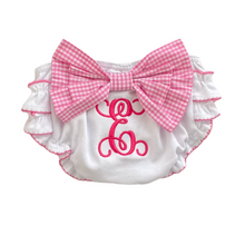 Load image into Gallery viewer, Ruffled Pink Gingham Bow Bloomers