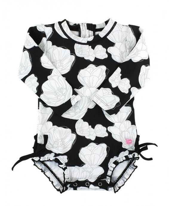 Brilliant Blooms One Piece Rash Guard Swimsuit