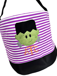 Purple Stripe Custom Halloween Trick or Treat Candy Bag