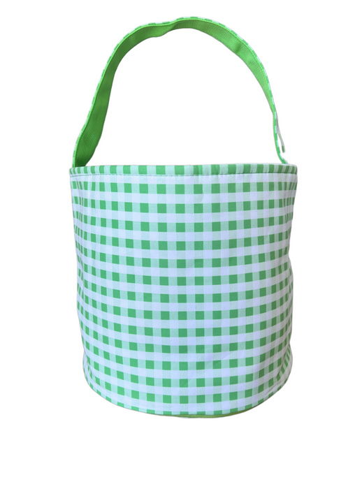 Green Gingham Custom Halloween Trick or Treat Candy Bag