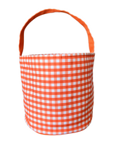 Load image into Gallery viewer, Orange Gingham Custom Halloween Trick or Treat Candy Bag