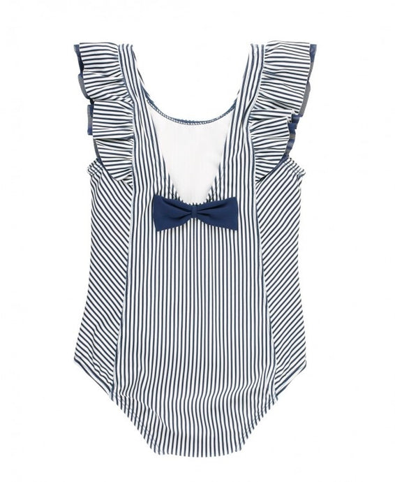 Navy Stripe Waterfall One Piece Swimsuit