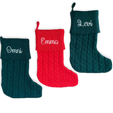 Load image into Gallery viewer, Personalized Cable Knit Farmhouse Christmas Stocking