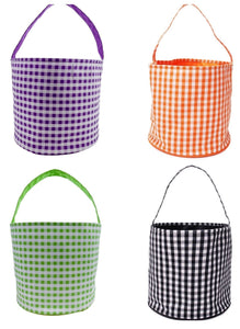 Orange Gingham Custom Halloween Trick or Treat Candy Bag