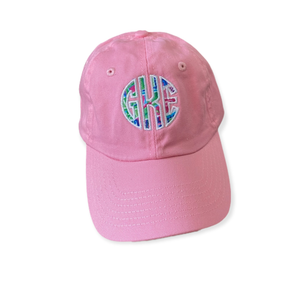 Custom Applique Circle Monogram Youth or Adult Baseball Hat