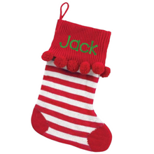 Load image into Gallery viewer, Personalized Merry and Bright Pom Pom Stockings