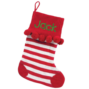 Personalized Merry and Bright Pom Pom Stockings