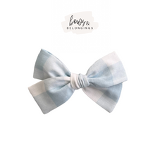 Load image into Gallery viewer, Pale Blue Large Check Gingham Bow