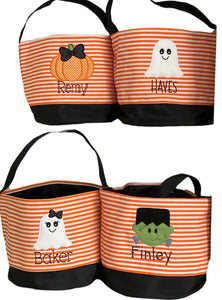 Orange Stripe Custom Halloween Trick or Treat Candy Bag