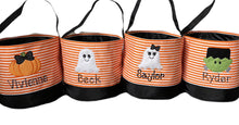 Load image into Gallery viewer, Orange Stripe Custom Halloween Trick or Treat Candy Bag