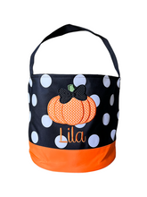 Load image into Gallery viewer, Polka Dot Custom Halloween Trick or Treat Candy Bag