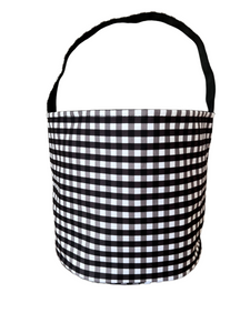 Black Gingham Custom Halloween Trick or Treat Candy Bag