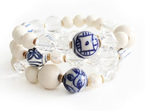 White + Blue Bracelet Stack