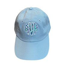 Load image into Gallery viewer, Custom Applique Circle Monogram Youth or Adult Baseball Hat