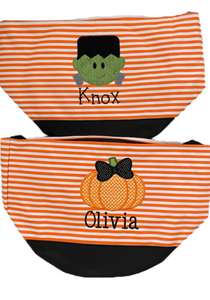 Orange Stripe Custom Halloween Trick or Treat Candy Bag