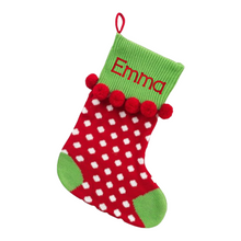 Load image into Gallery viewer, Personalized Merry and Bright Pom Pom Stockings