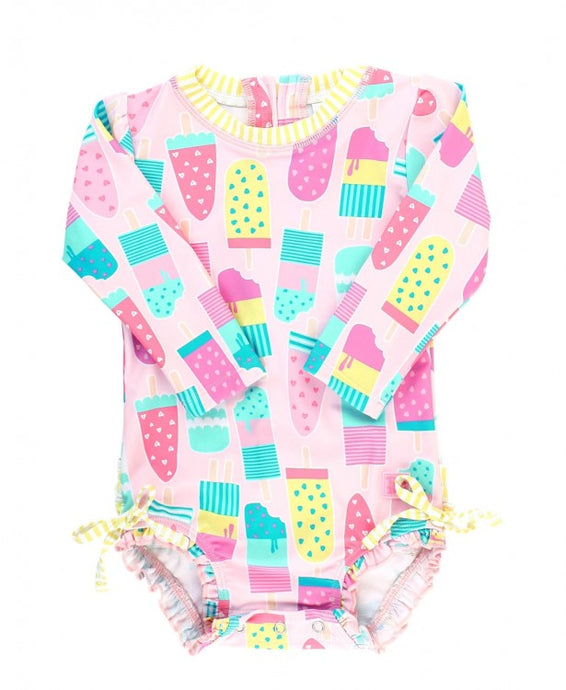 Ice Cream Social One Piece Rash Guard Swimsuit